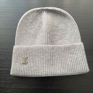 Upcycled LV Gray luxury Beanie Hat!